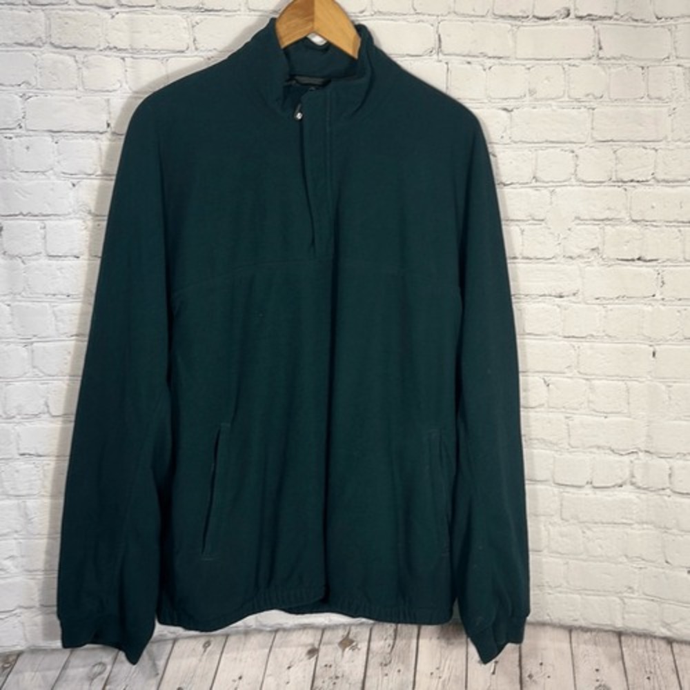 FootJoy DryJoys Mens Large Forest Green Ribbed Fleece 1/4 Zip Golf Pullover